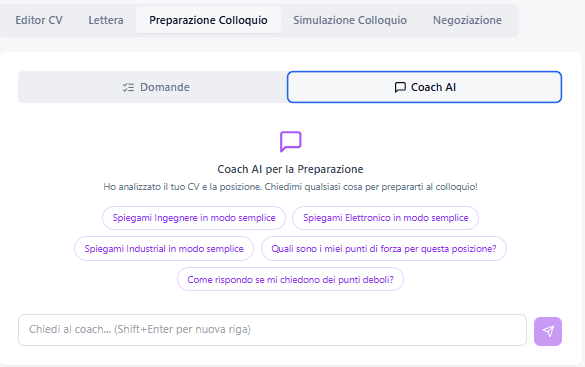 Coach AI per la preparazione al colloquio