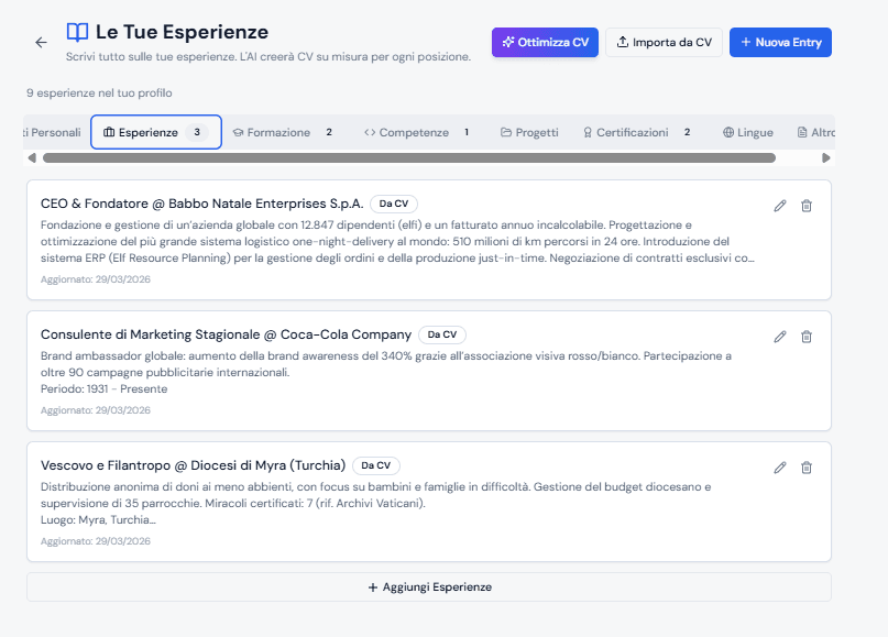 Knowledge Base - Esperienze lavorative